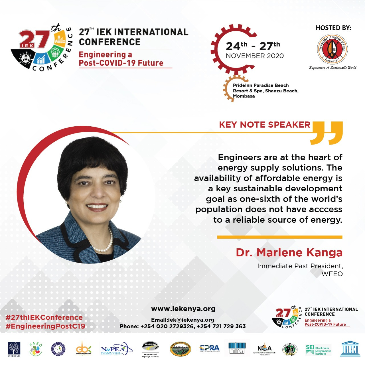 Social media image of the presentation by WFEO Immediate Past President Dr Marlene Kanga Social media image of the presentation by WFEO Immediate Past President Dr Marlene Kanga